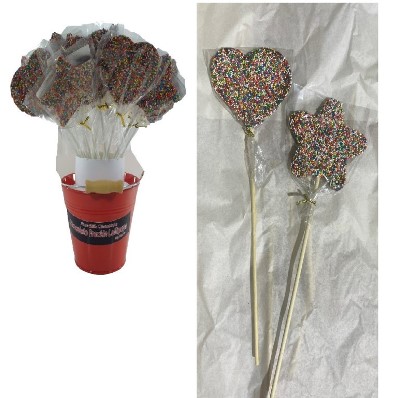 Choc Gallery - Lollipops - 25 Choc Freckle Hearts & 25 Choc Freckle Stars