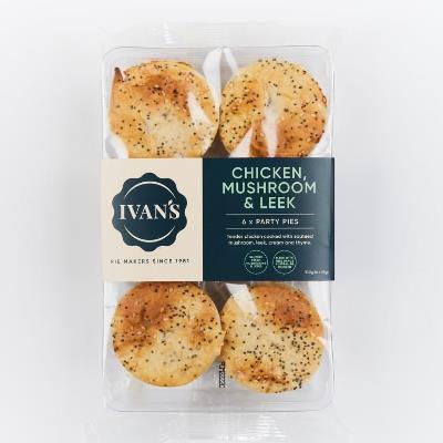 Ivans - Retail - Chicken Mushroom & Leek Party Pies