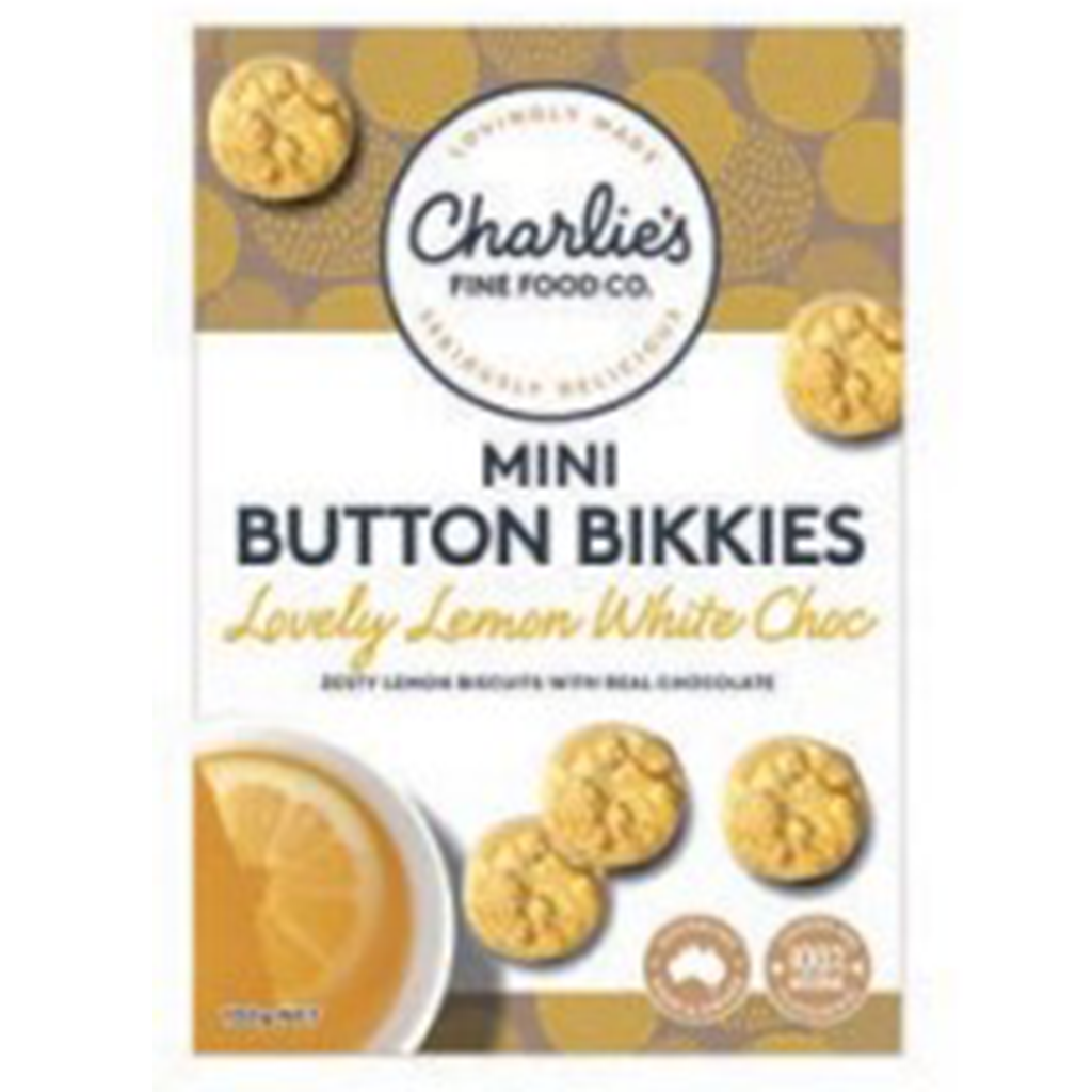 Charlies - Button Bikkies - Mini Lemon White Chocolate