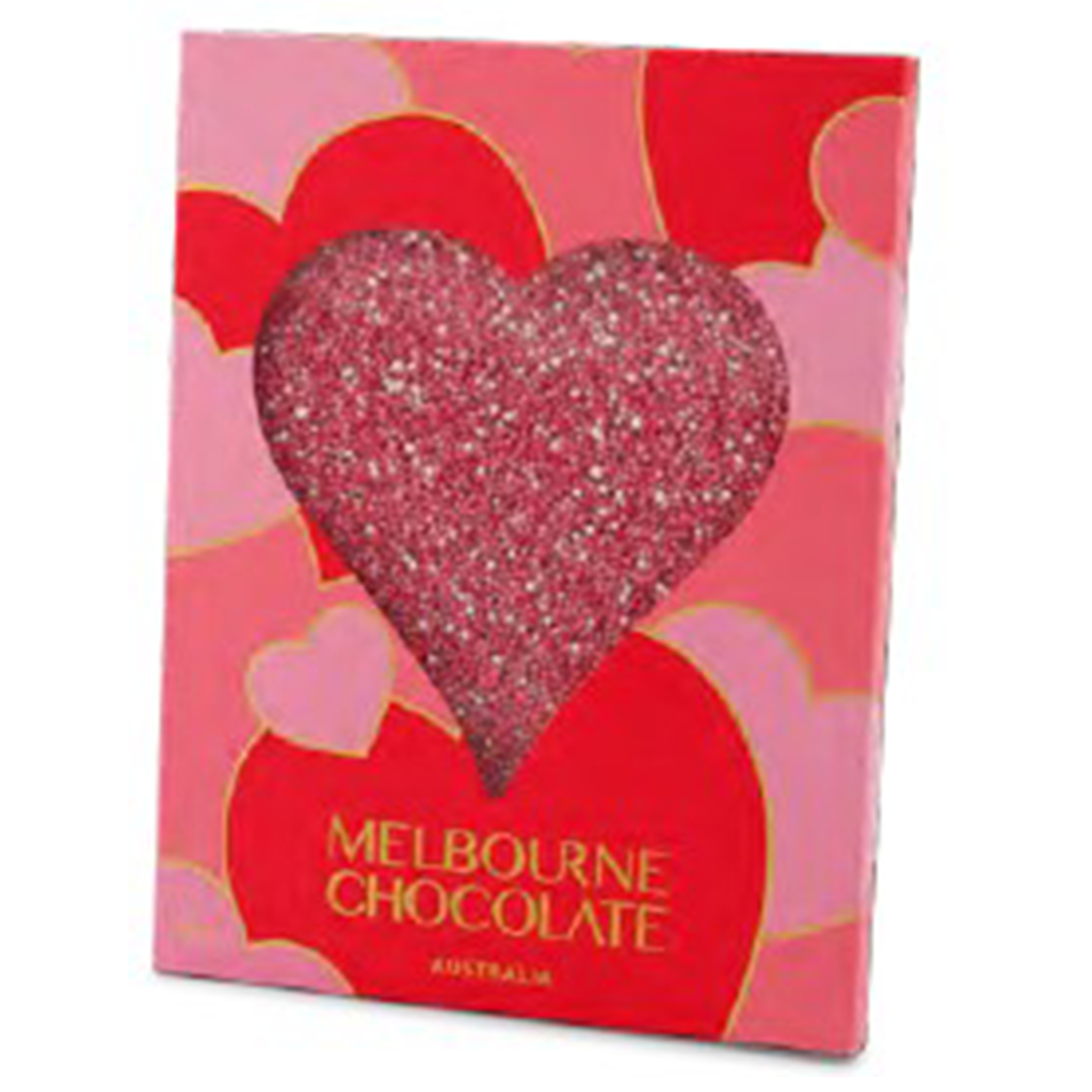 Melbourne Chocolate - Valentines Day - Pink & White Speckle Heart