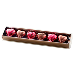 [CLT072c] Chocolatier - Specialty Gifting - Pink Mocha Foiled Hearts - 6 Pack